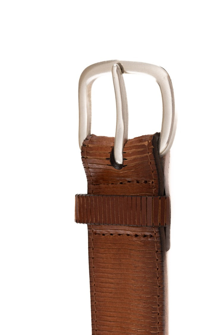 Orciani Lamellar Leather Belt With Embroidery & Studs