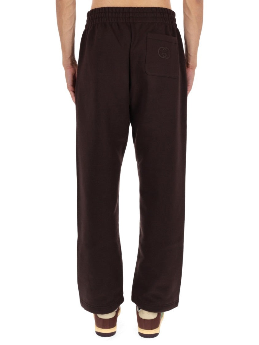 Gucci Straight Leg Brown Jogging Pants With Elastic Waistband