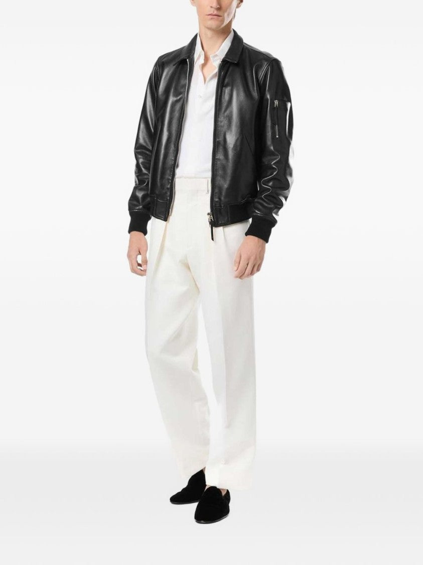 Tom Ford Smooth Lamb Leather Jacket With Classic Collar