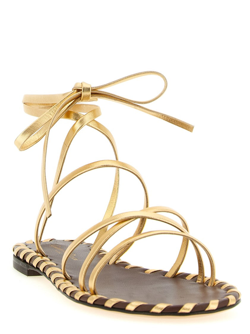 Gianvito Rossi Nappa Sandals With Moroccan Weaving And Ankle Ties