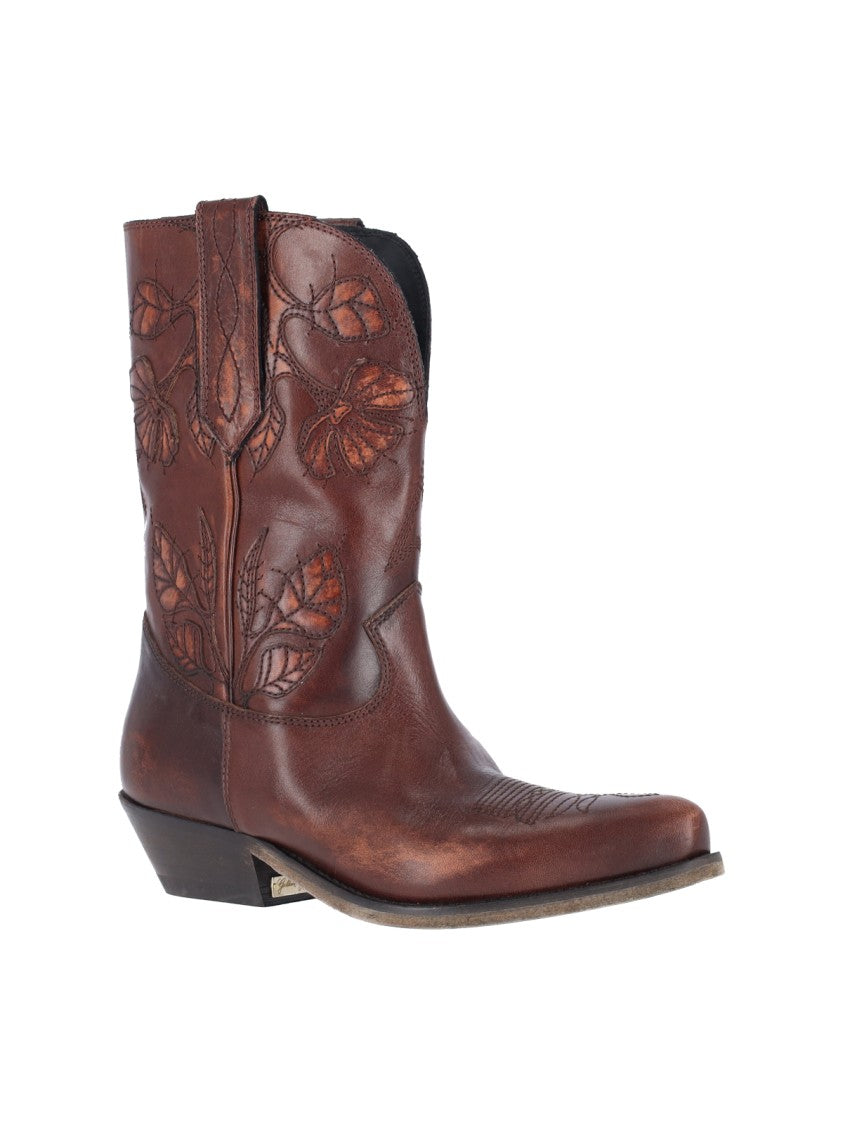Golden Goose Brown Wish Star Tonal Stitched Boots