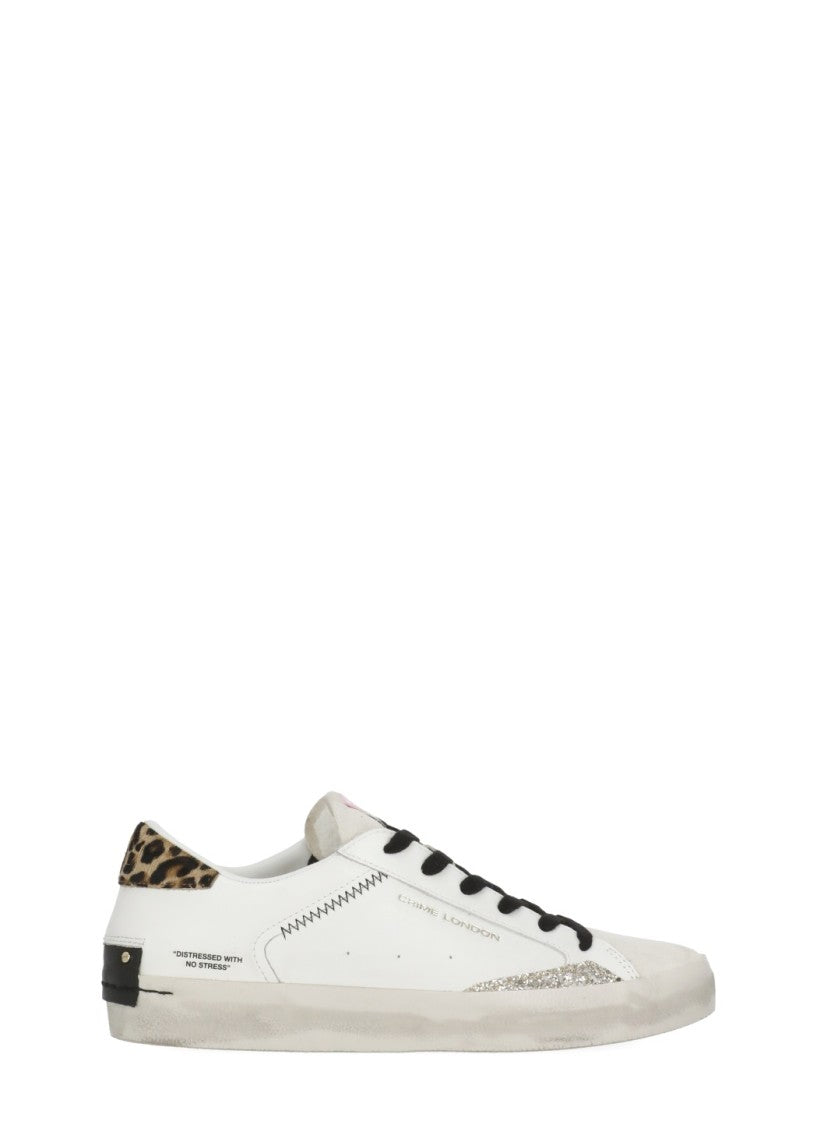 Crime London White Distressed Animalier Sneakers