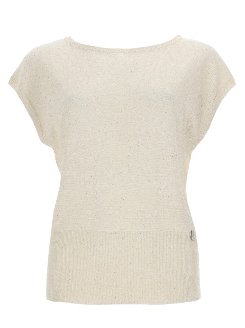 Herno Loose-Fitting Speckled Wide Neckline T-Shirt