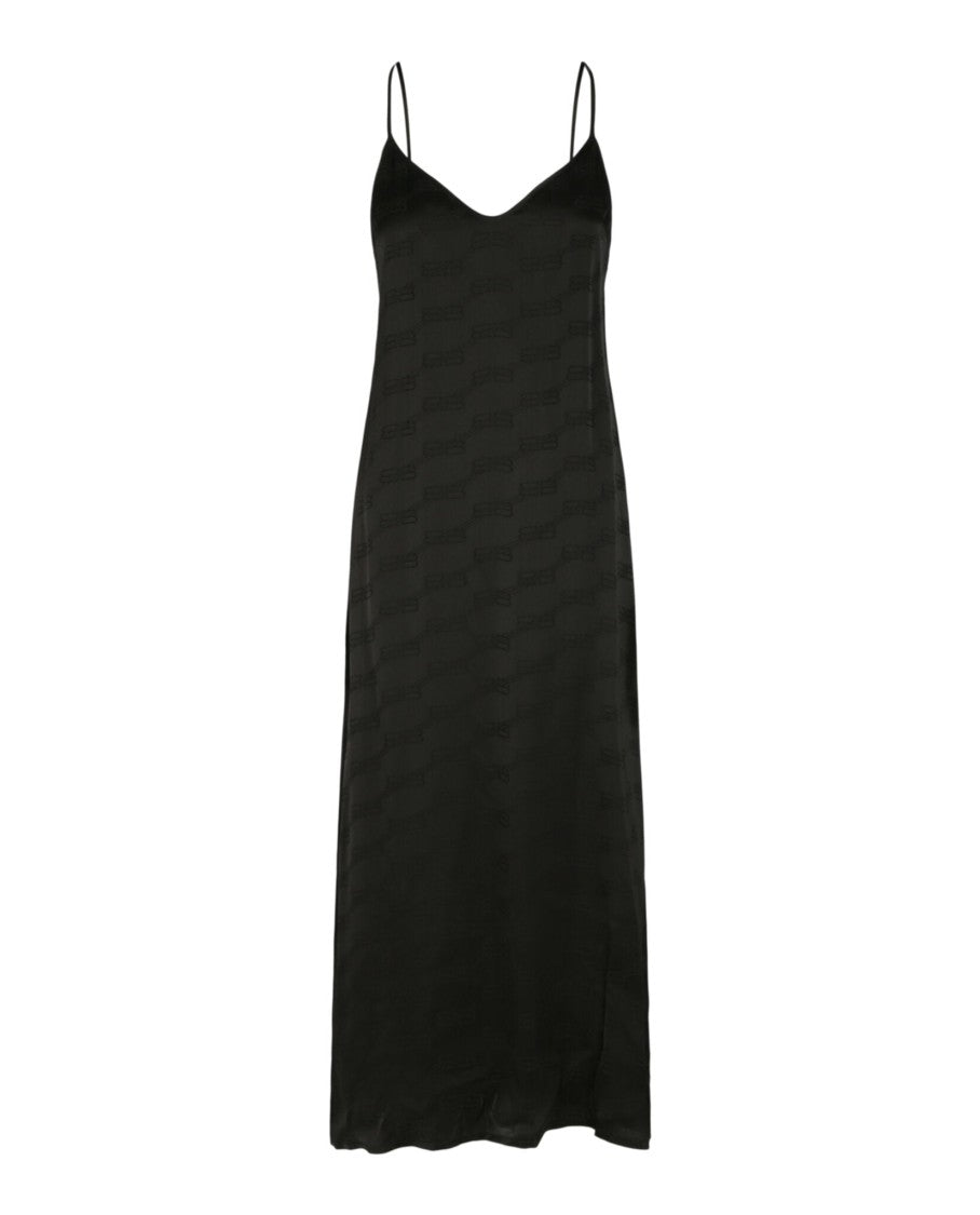 Balenciaga V-Neck Midi Dress With Tonal Bb Monogram Pattern