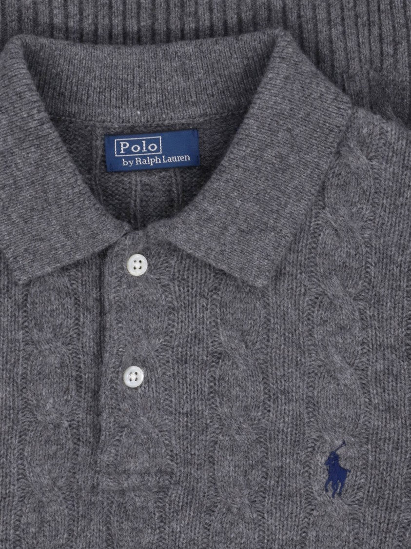Polo Ralph Lauren Grey Wool-Cashmere Polo Shirt