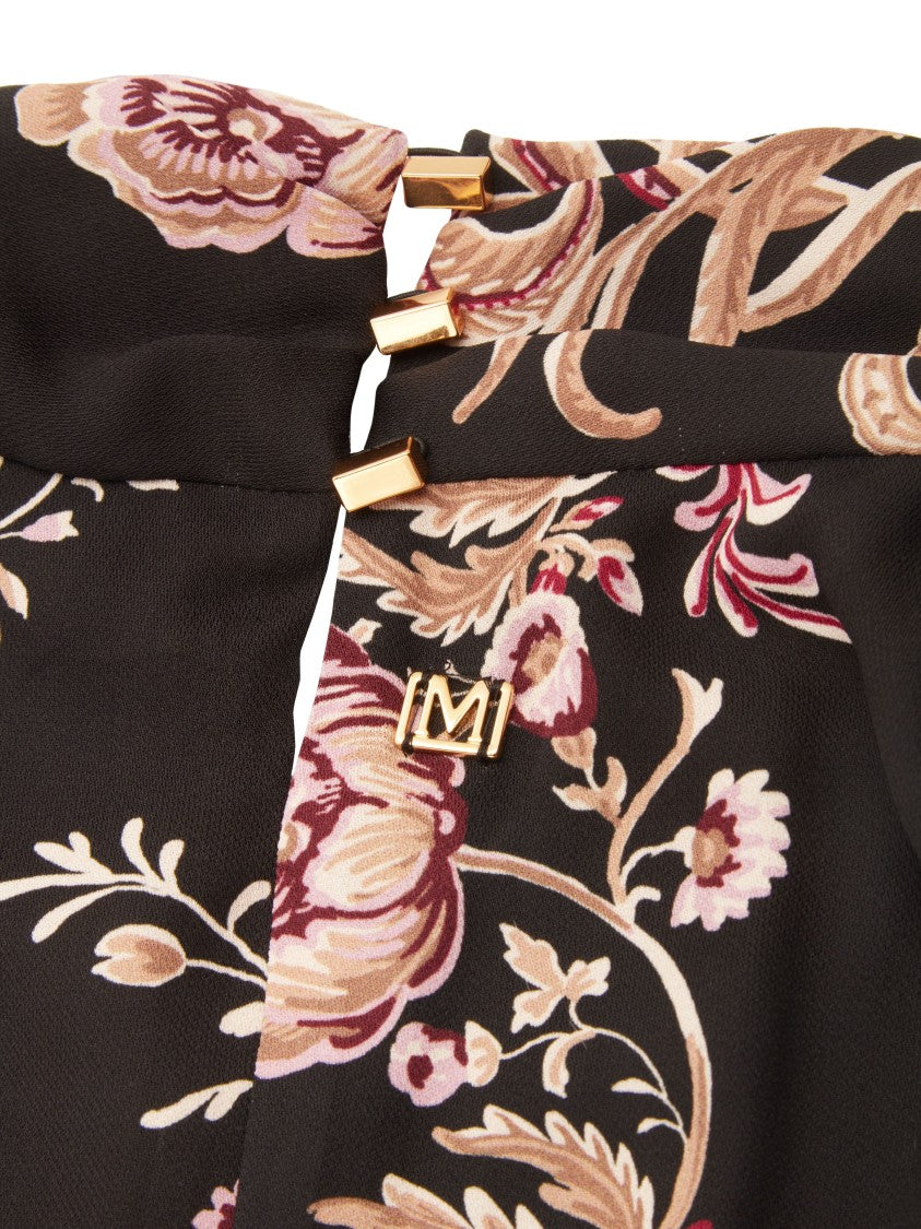 Guess By Marciano Floral Print Maxi Dress With Fluid Silhouette And V-Neckline