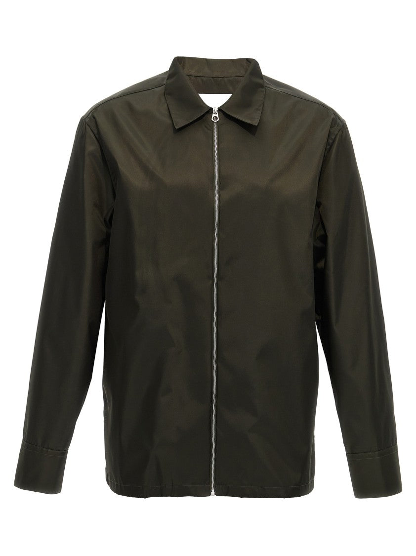Jil Sander Black Zip Closure Shirt With Dropped Shoulders