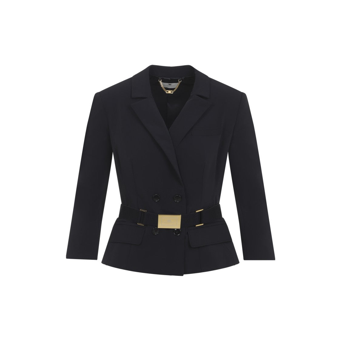 Elisabetta Franchi Double-Breasted Tailored Jacket With Gold Buckle Detail