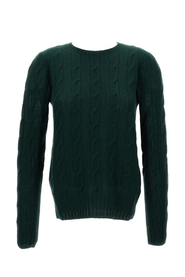 Ralph Lauren Collection Classic Cable Knit Crewneck Sweater With Ribbed Details