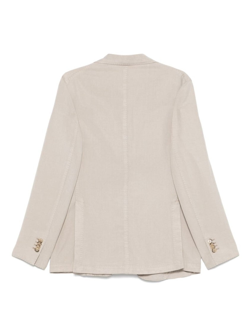 Luigi Bianchi Single-Breasted Blazer In Light Beige With Classic Features
