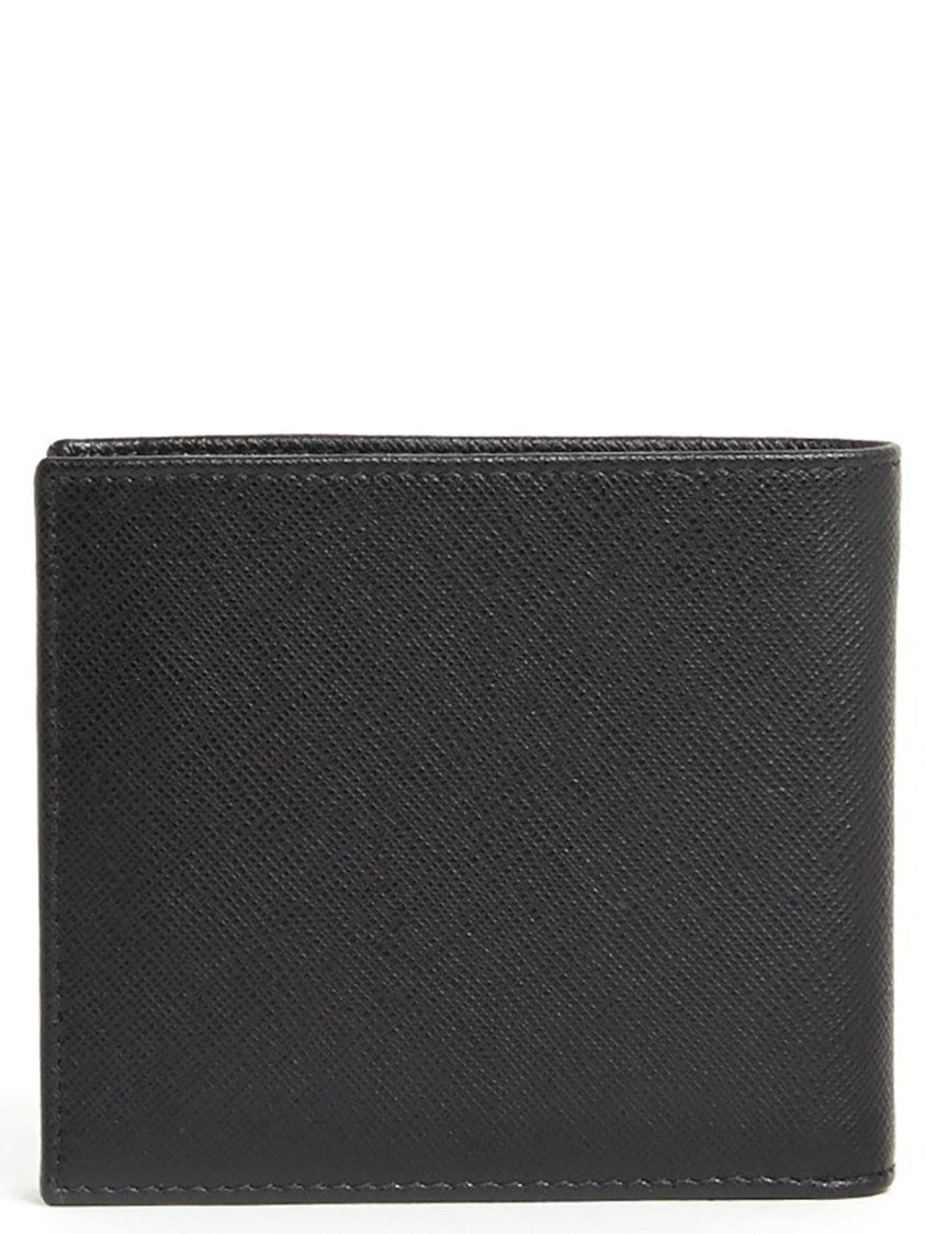 Prada Minimalist Bifold Wallet With Triangular Metal Logo