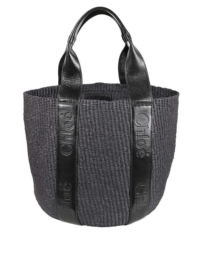 Chloé Woven Tote Bag With Embossed Leather Handles