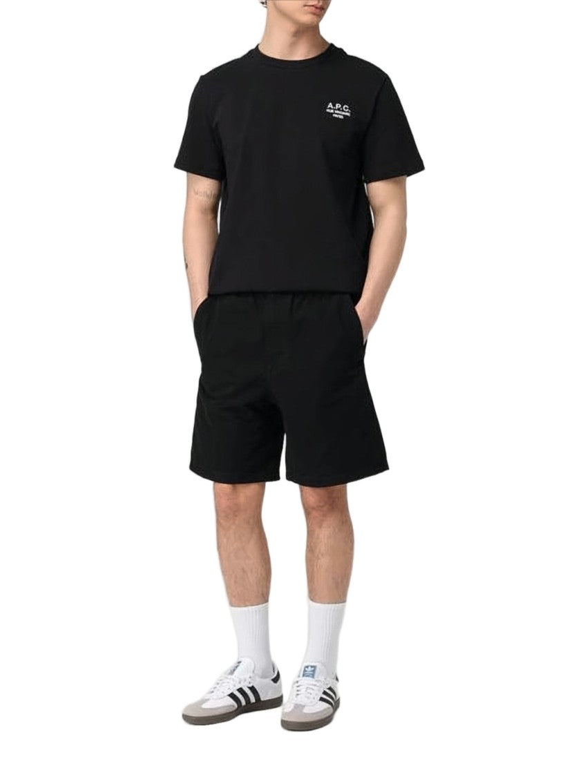 A.P.C. Black Cotton Shorts With Elastic Waistband