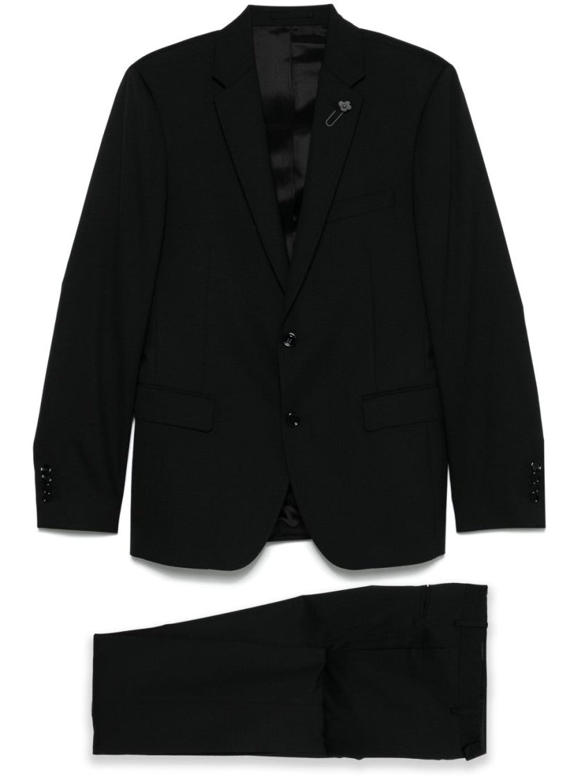 Lardini Tailored Black Suit With Concealed Fastenings