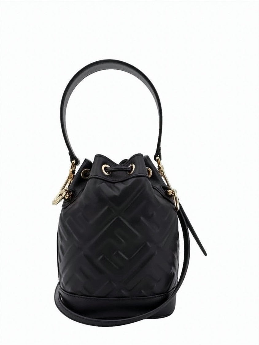 Fendi Structured Bucket Tote Bag With Embossed Geometric Pattern