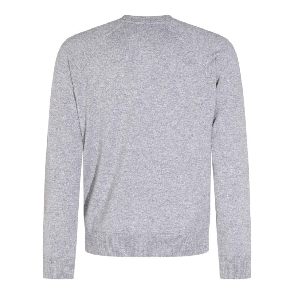 Malo Heathered Grey Crew Neck Sweater With Ribbed Details