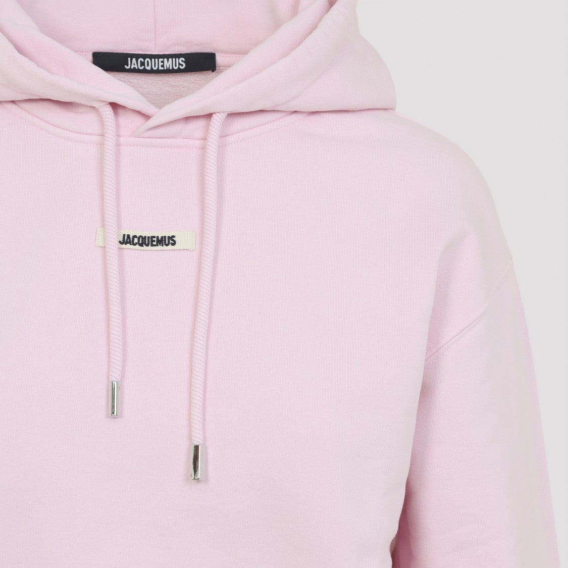 Jacquemus Pastel Pink Cropped Hoodie With Drawstring