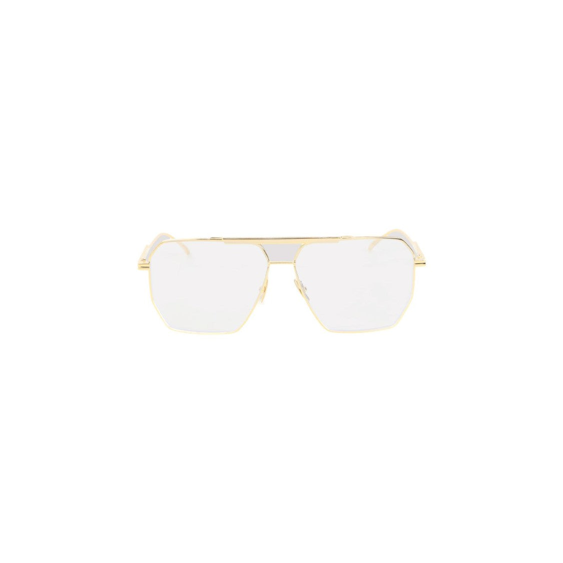 Bottega Veneta Aviator Sunglasses With Brass Frame And Angular Lenses