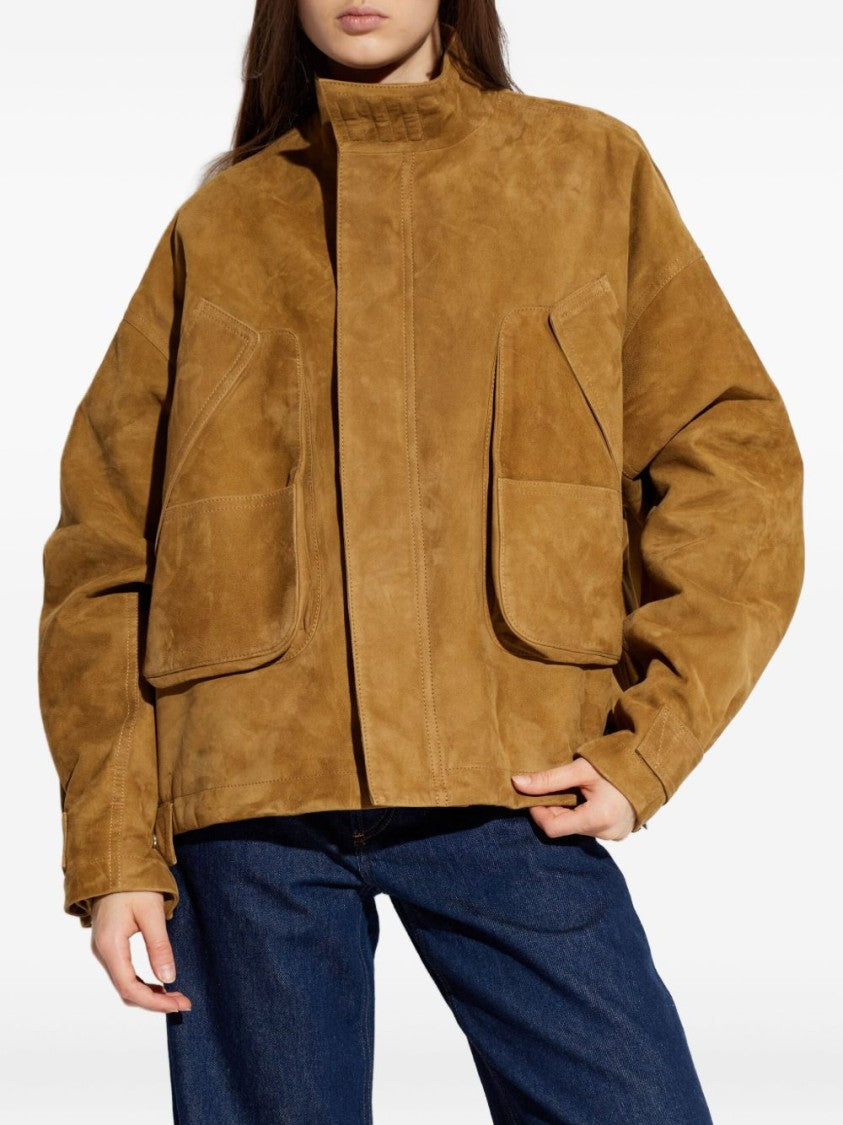 The Attico Refined Beige Lamb Leather Jacket With Structured Silhouette