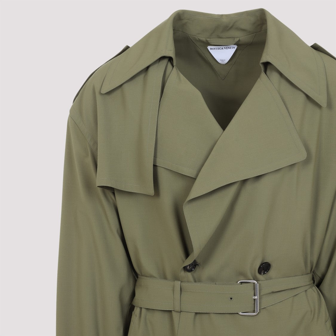 Bottega Veneta Algae Green Wool Trench
