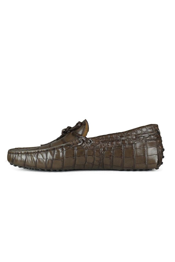 Tod's Crocodile Effect Leather Loafers
