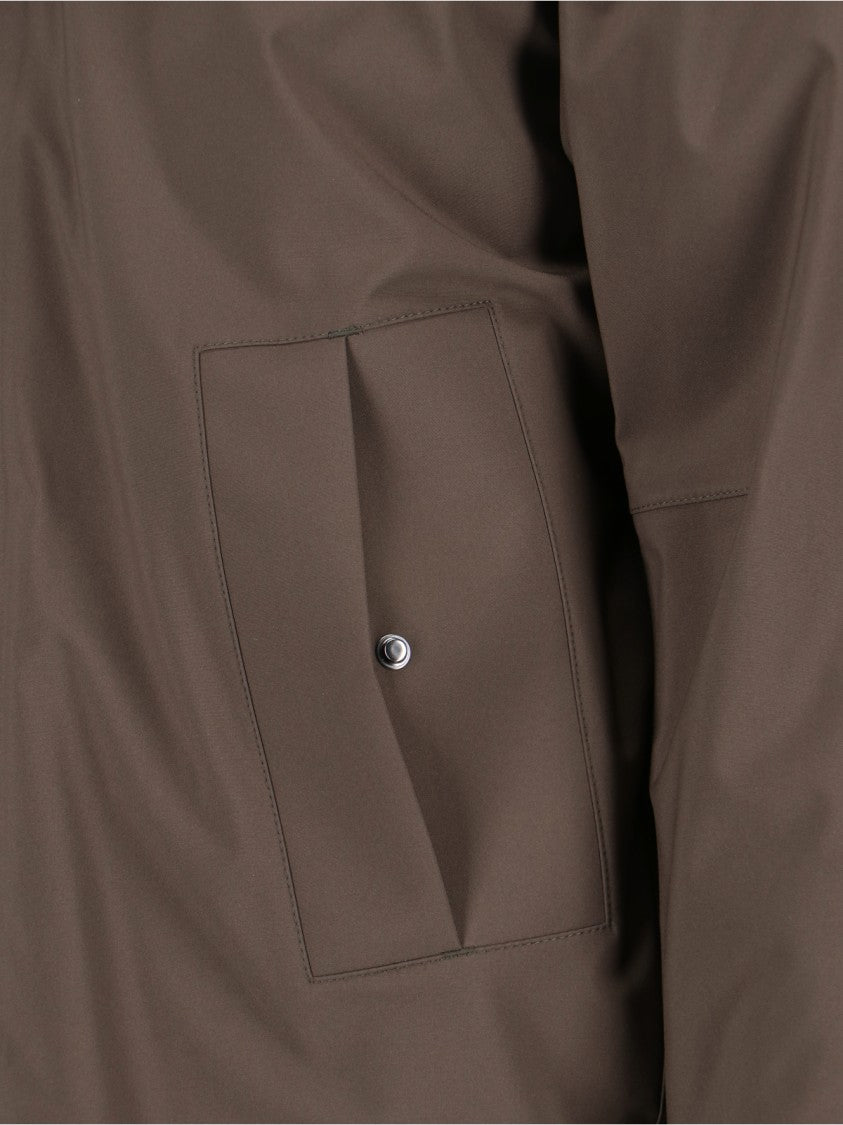 K-Way Padded Brown Jacket With Drawstring Hood