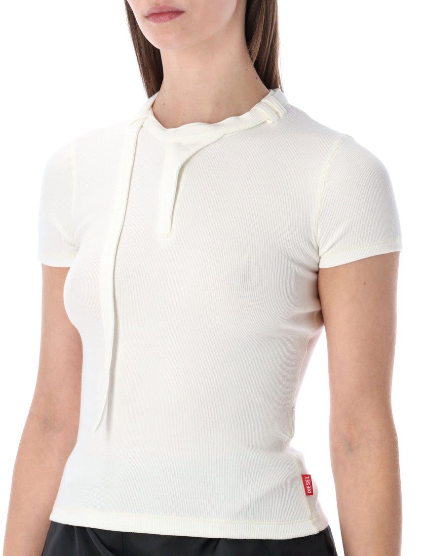 Diesel T-Iaras Short-Sleeve Ribbed Cotton Top