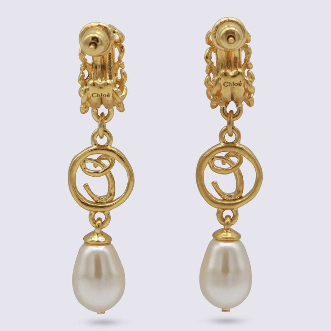 Chloé Gold And Pearly Brass Earrings