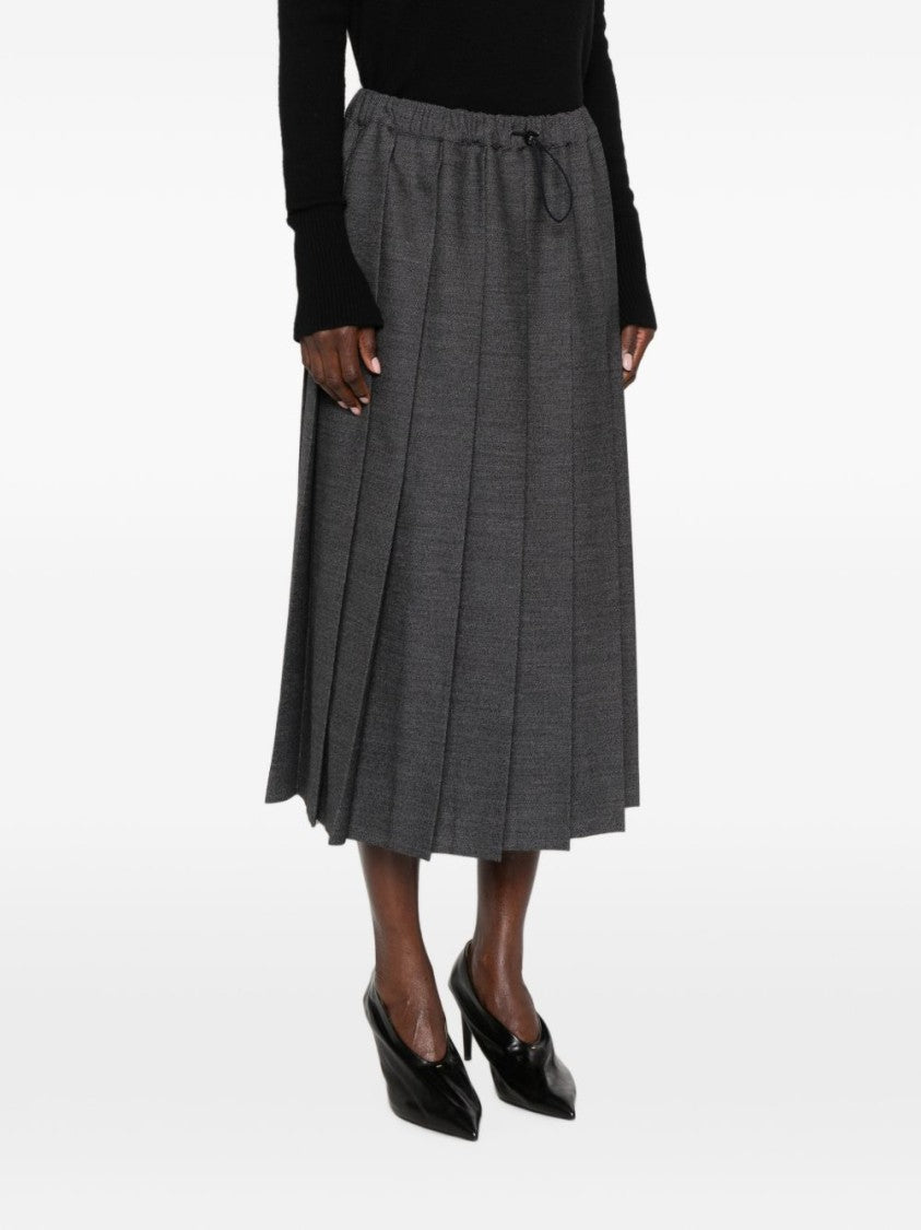 Fabiana Filippi Black Pleated Drawstring Midi Skirt