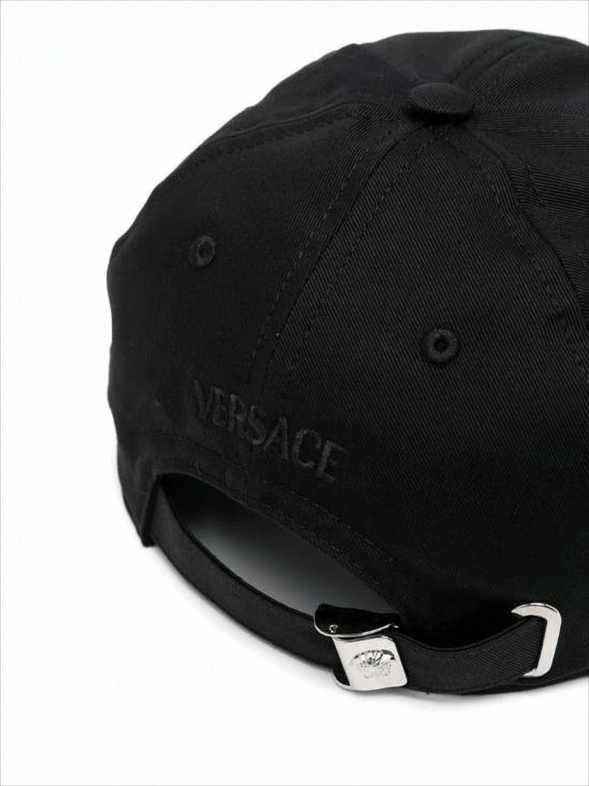 Versace Cotton Baseball Cap With Gold Embroidery