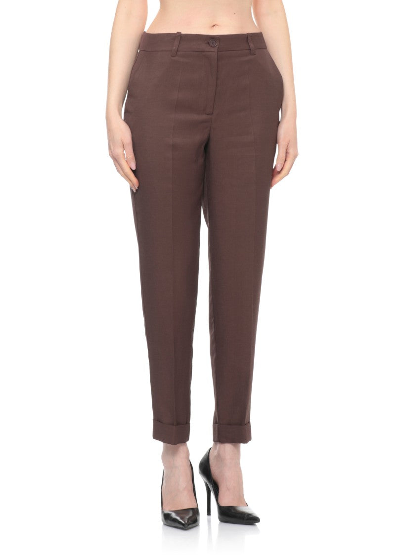 Parosh Brown Raisa26 Linen-Blend Chino Pants