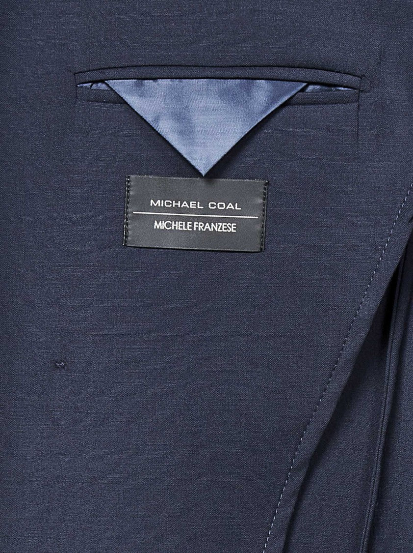 Michael Coal Navy Wool Blend Double-Breasted Blazer