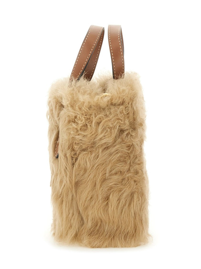 Anya Hindmarch N/S Mini Eyes Shearling Tote Bag