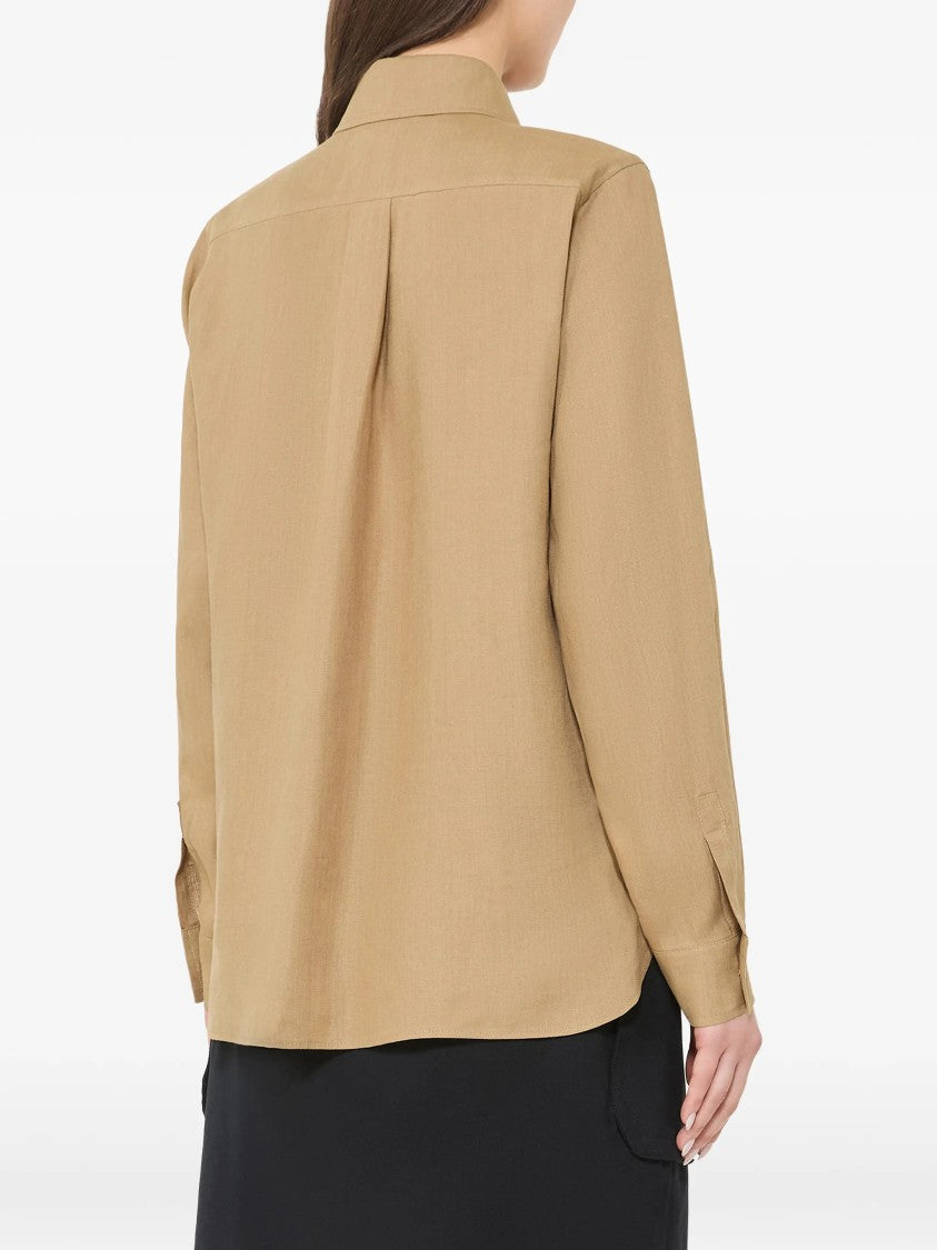 Max Mara White Mxmfalas Long-Sleeved Button-Up Shirt