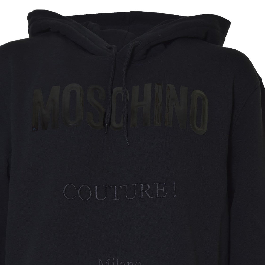 Moschino Black Cotton Hoodie Vinyl Logo