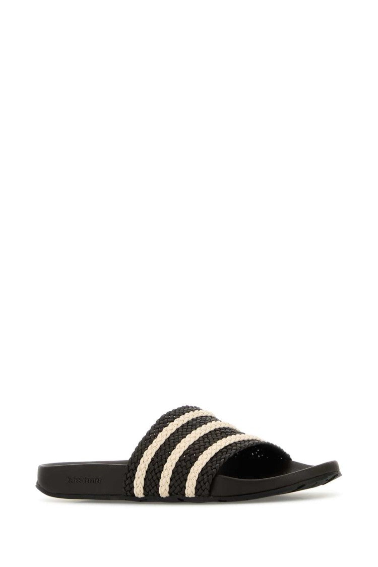 Wales Bonner X Adidas Black Leather Adilette Slippers