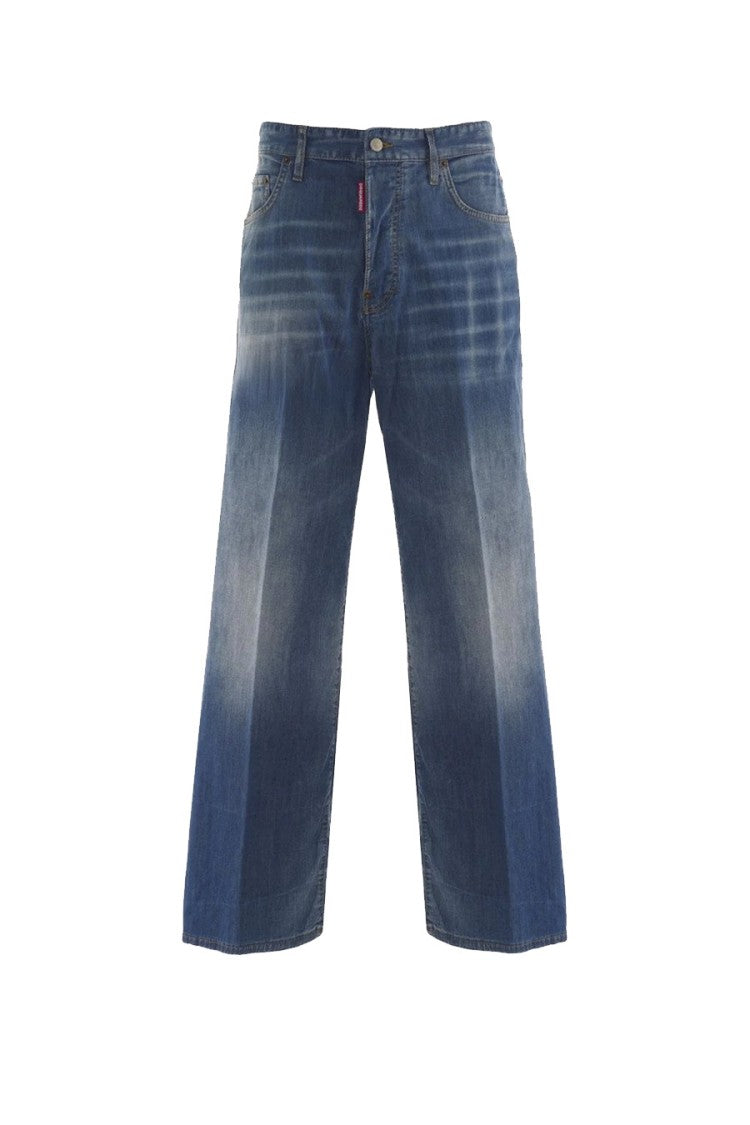 Dsquared2 Blue Wide-Leg Cotton-Blend Jeans
