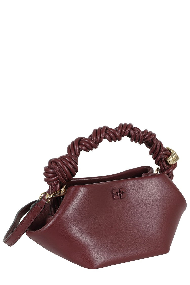 Ganni Bordeaux Bou Mini Gold Studs Recycled Leather Handbag