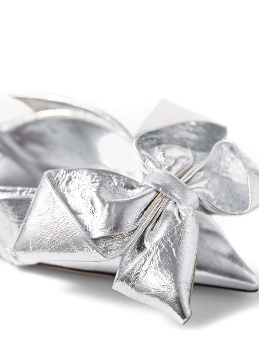 Jimmy Choo Pointed Toe Sandals With Bow Detail And Kitten Heel