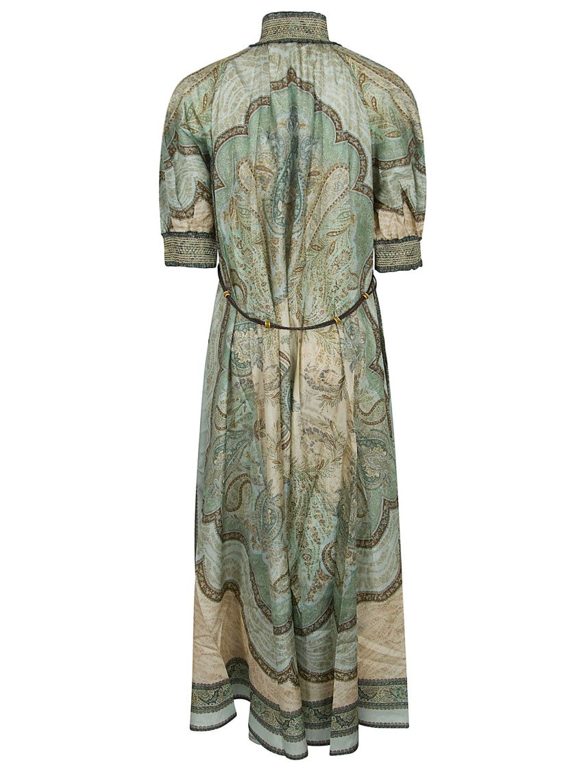 Zimmermann Billow Silk Midi Dress With Ruffled Collar