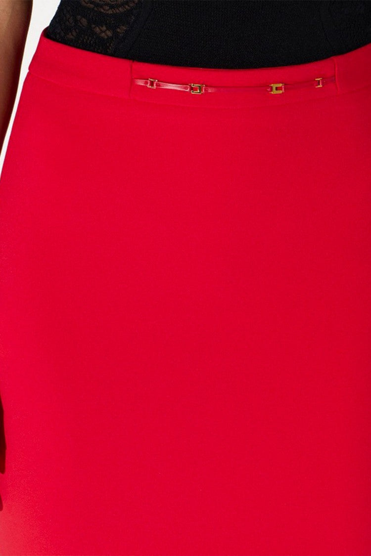 Elisabetta Franchi Red Polyester-Blend Midi Skirt