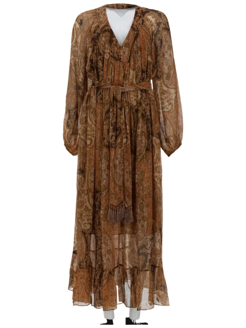Zimmermann Carousel Linen-Silk Paisley Midi Dress