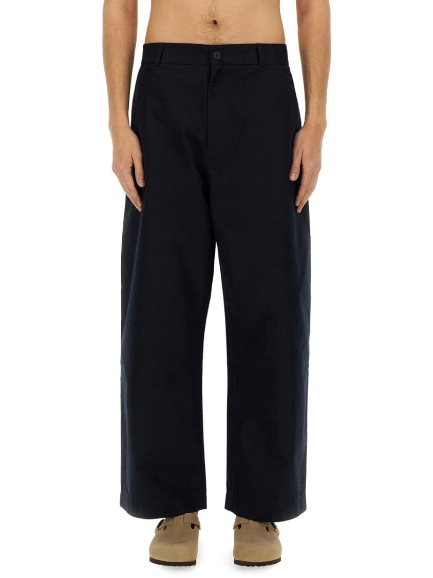 Studio Nicholson Relaxed Fit Wide Leg Slim Curved Pants