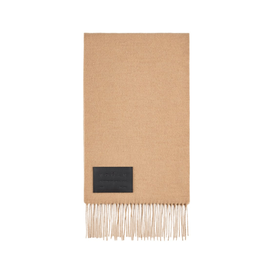 Hogan Cashmere-Wool Blend Beige Scarf With Fringed Edges