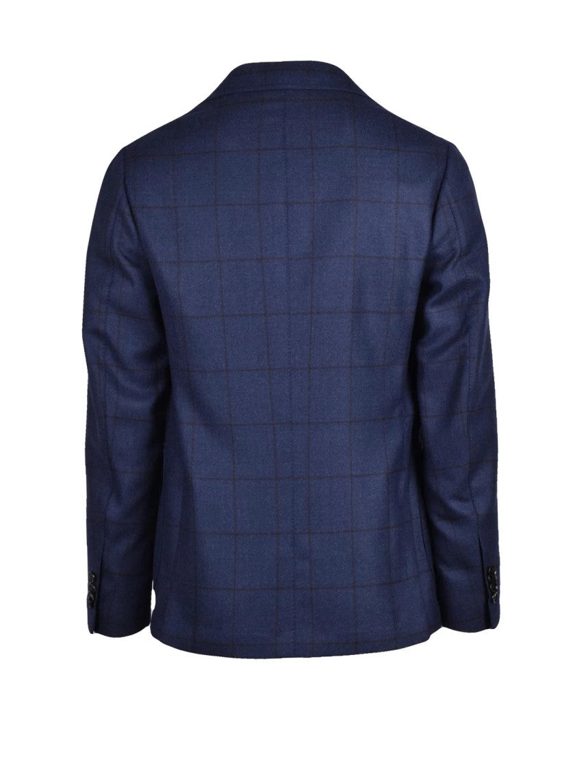 Luigi Borrelli Napoli Rounded Cashmere Jacket With Subtle Checkered Patterns
