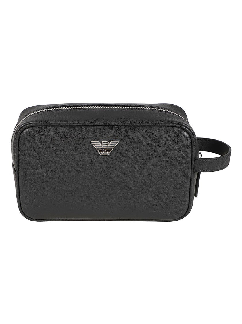 Emporio Armani Logo Plaque Animation Rectangular Polyurethane Beauty Case