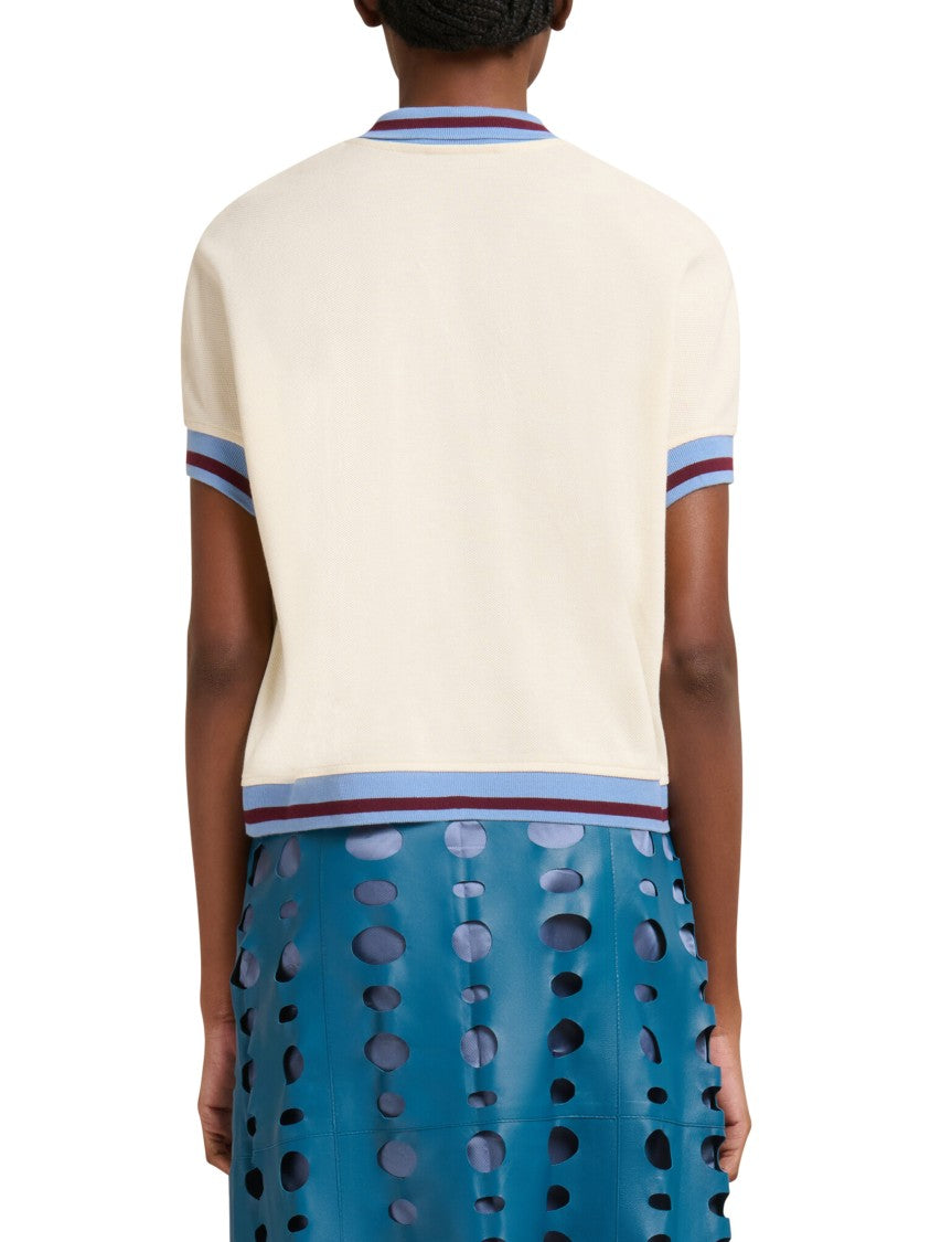 Marni Cropped Polo Shirt With Contrasting Ribbed Trims