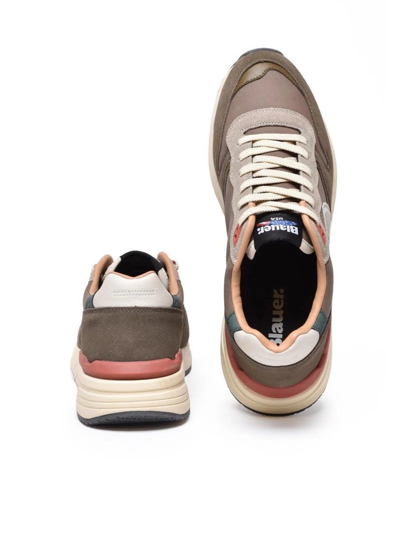 Blauer Leather And Rubber Sneakers With Vibrant Accents