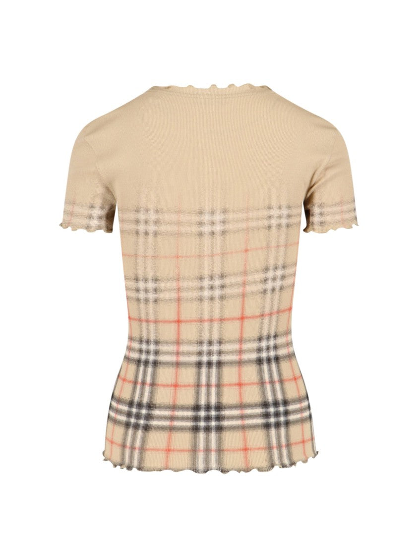 Burberry "Check" Sweater In Beige Stretch Cotton