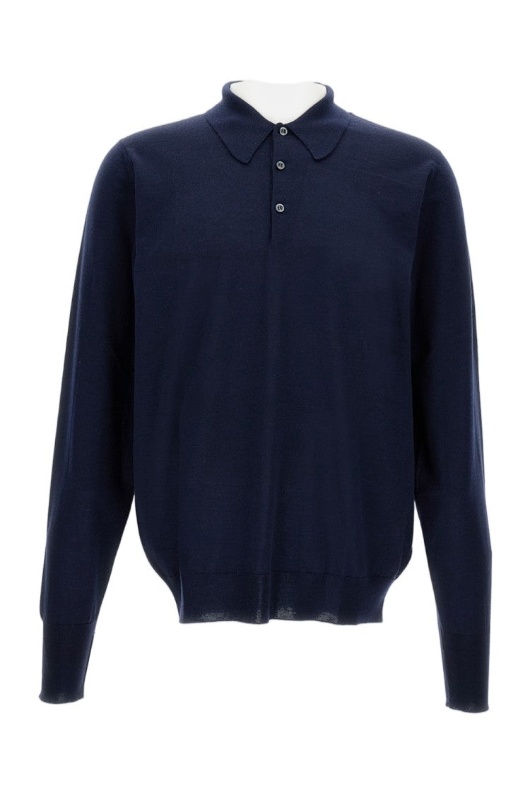 John Smedley Long-Sleeved Polo Shirt In Extra-Fine Merino Wool